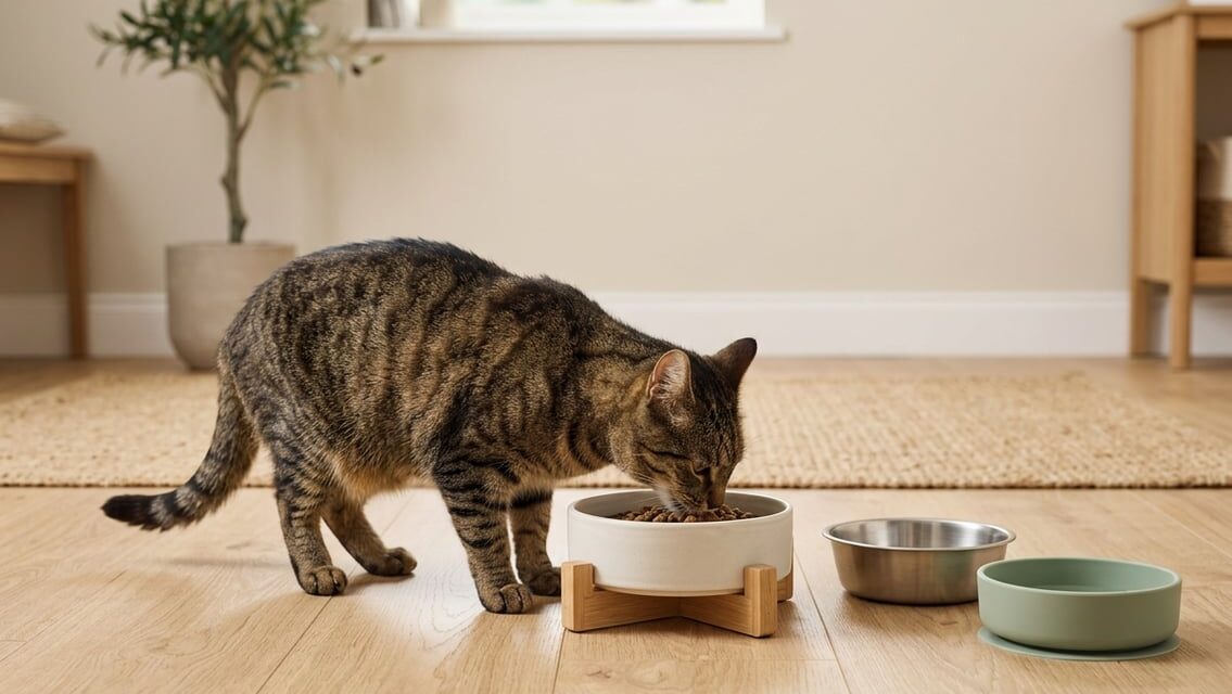 Madskål til kat – guide til materialer, form og størrelse